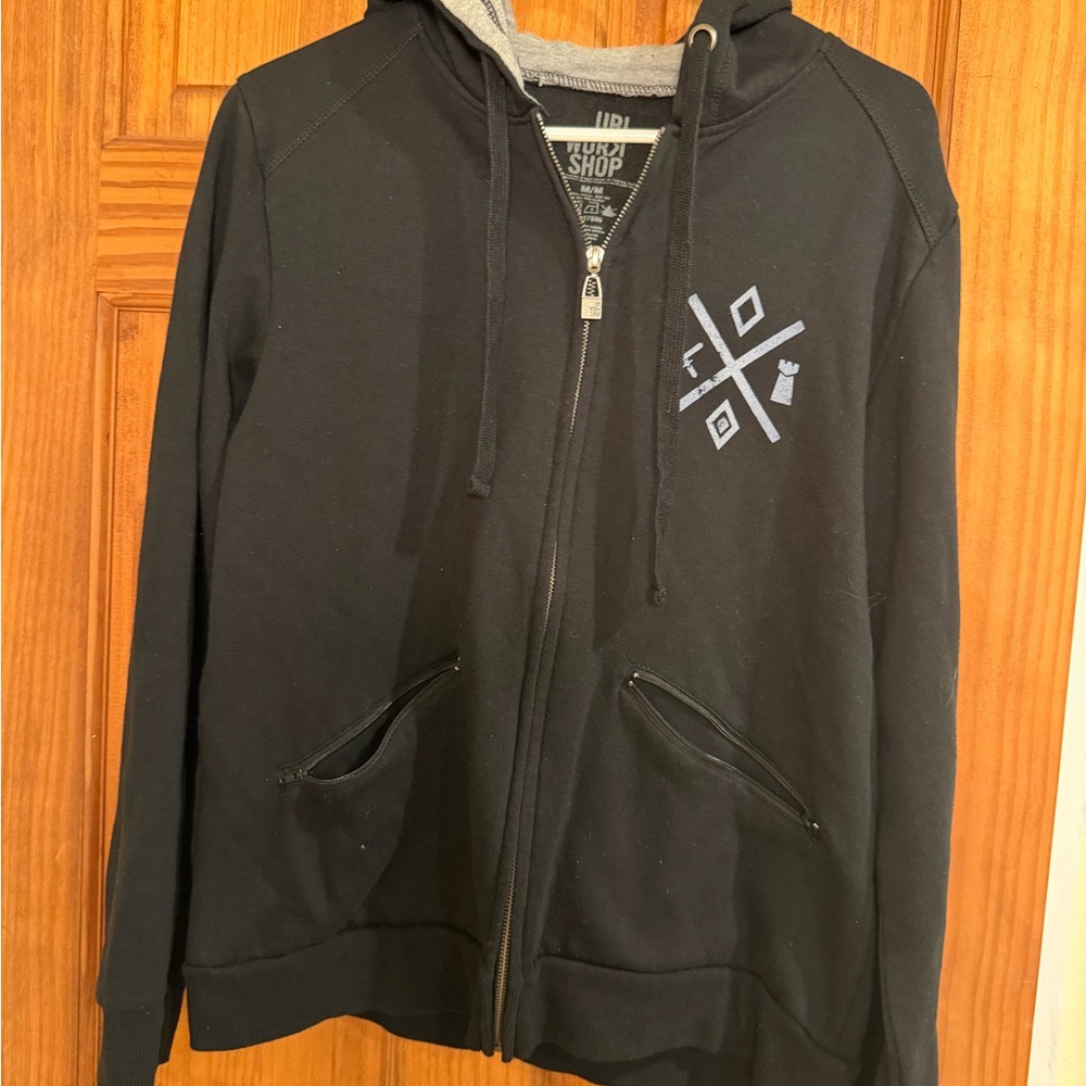 Workshop Republic Clothing Black Hoodie with Silver Graphic